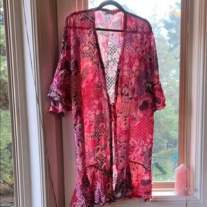 Johnny Was Valennis Ruffle Kimono (L/XL) floral robe